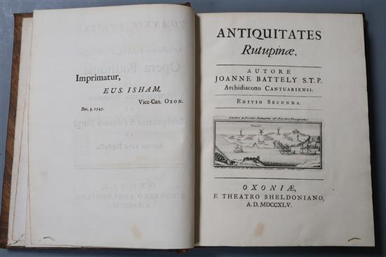 Battely, John - Antiquitates Rutupinae et Antiquitates S. Edmundi Burgi, 2nd edition, 8vo, contemporary mottled